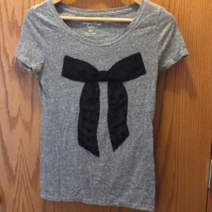 Grey Tee with black bow
